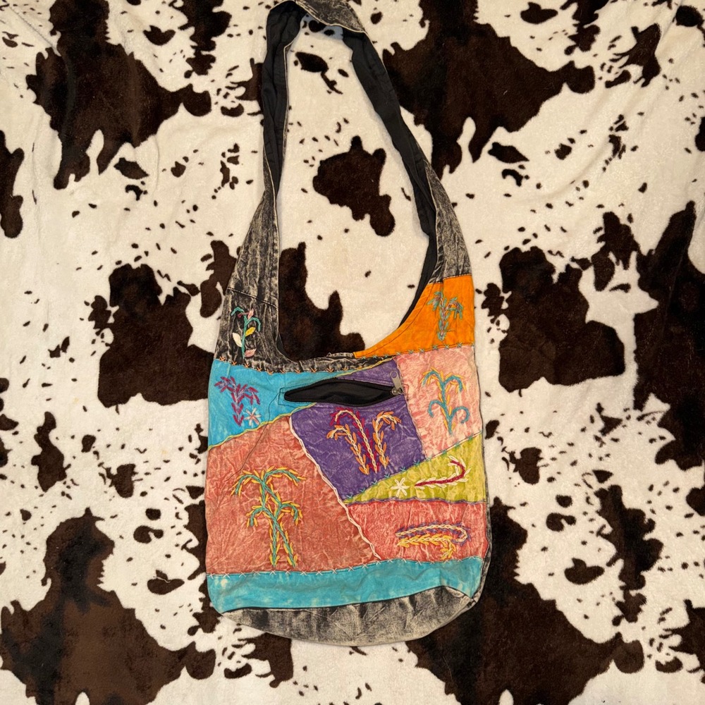 Hobo Bag Large Multicolor Patchwork Embroidered Boho Festival